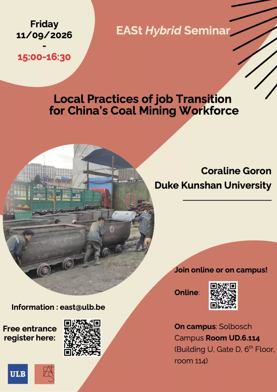 Affiche séminaire "Local Practices of job Transition for China’s Coal Mining Workforce"